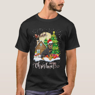 Camiseta Rottweiler Dog Xmas Tree Light Rottweiler Chris