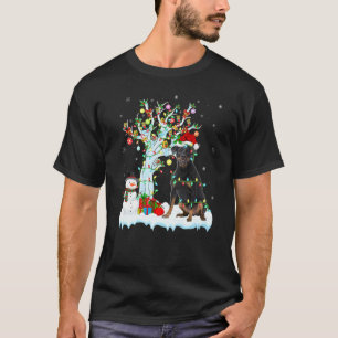 Camiseta Rottweiler Dog Xmas Tree Light Santa Rottweiler