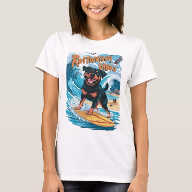 Camiseta Rottweiler Dogs Surfing Adventure (Anverso)