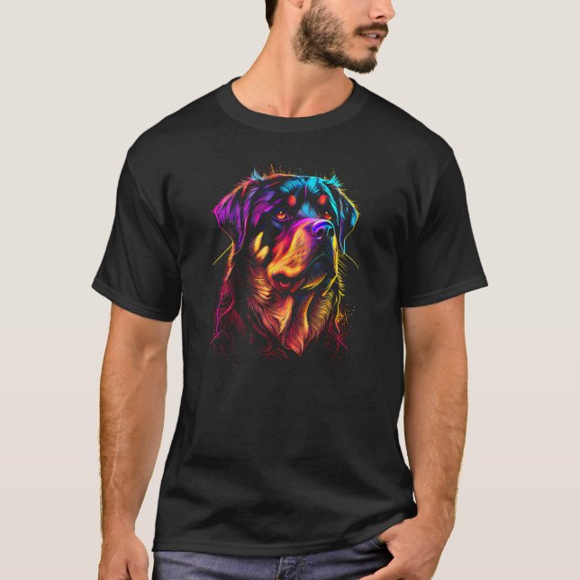 Camiseta Rottweiler Dueño De Perro Retro Wave Graffiti Esti (Anverso)