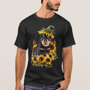 Camiseta Rottweiler Girasol Mariposa Perro Lindo
