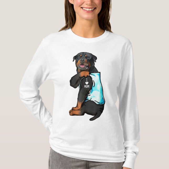 Camiseta Rottweiler I Love Mom Tattoo (Anverso)