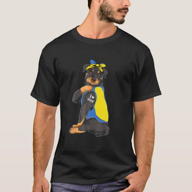 Camiseta Rottweiler I Love Ukraine Flag Dog Lover Ucrania (Anverso)