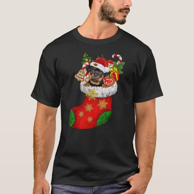 Camiseta Rottweiler In Sock Christmas Santa Hat Xmas Dog Lo (Anverso)