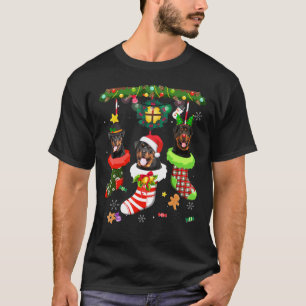 Camiseta Rottweiler In Socks Navidades Santa Hat Xmas Light