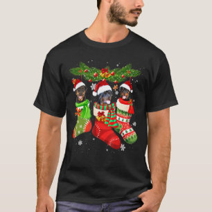 Camiseta Rottweiler In Socks Navidades Santa Hat Xmas Light