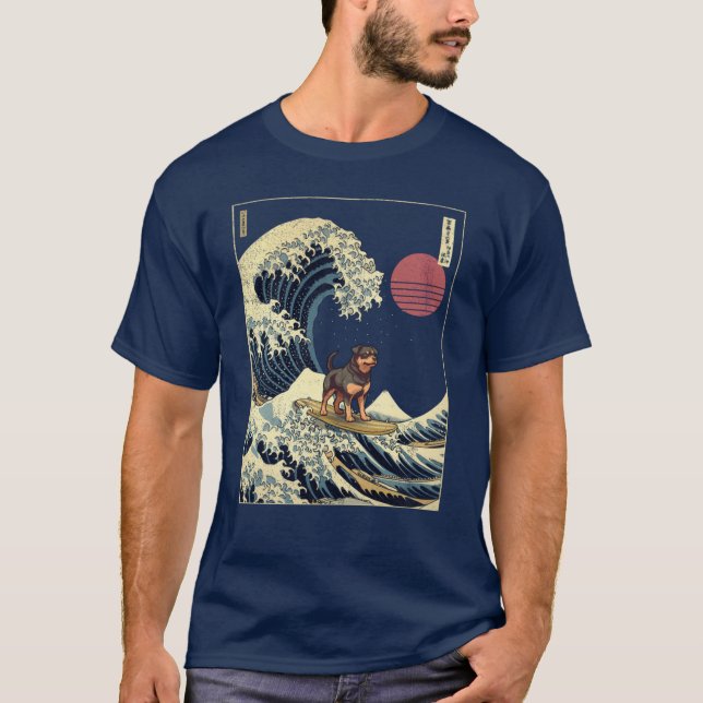 Camiseta Rottweiler Kanagawa Japanese Surfing Wave girl (Anverso)