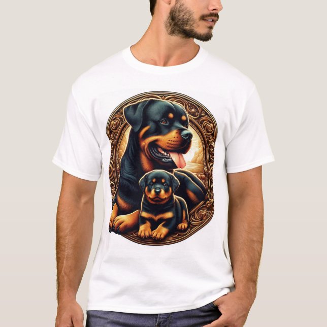 Camiseta Rottweiler Mom y Puppy (Anverso)