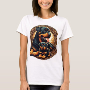 Camiseta Rottweiler Mom y Puppy