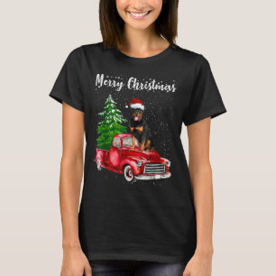 Camiseta Rottweiler Montando Camión Rojo Merry Christmas Do
