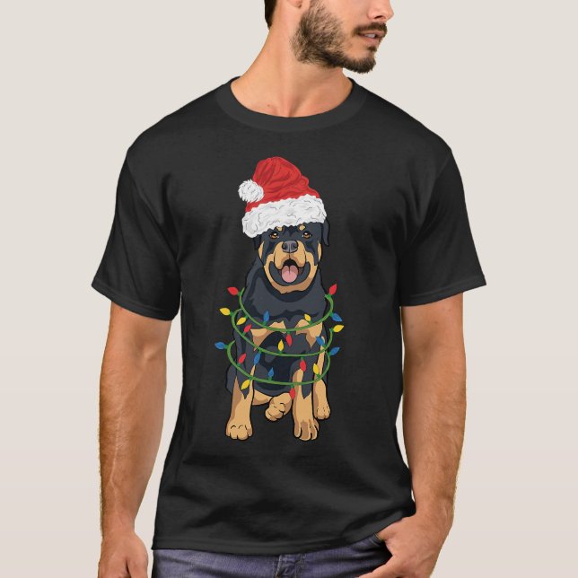 Camiseta Rottweiler Navidades Rottweiler En Santa Hat Y L (Anverso)