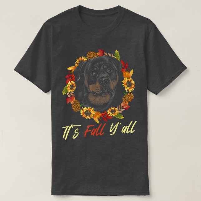 Camiseta Rottweiler Otoño Temporada de Otoño Leopard Pumpki (Diseño del anverso)