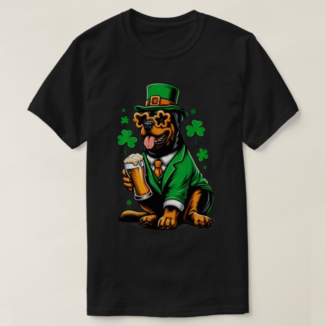 Camiseta Rottweiler Patricks Day Outfit For Lover Perro (Diseño del anverso)
