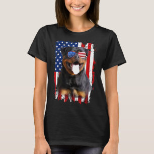 Camiseta Rottweiler Perro Bandera Estadounidense 4 De Julio
