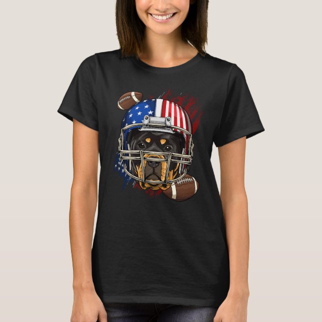 Camiseta Rottweiler Perro de Fútbol Americano Ama Bandera E (Anverso)