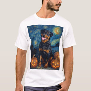 Camiseta Rottweiler Perro Lindo Halloween Jack O Lantern Ca