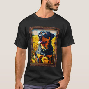 Camiseta Rottweiler Pintar Flor giratoria giratoria Mamá Wo