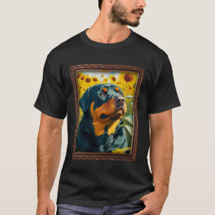 Camiseta Rottweiler Pintura Flor de girasol Mamá Flo