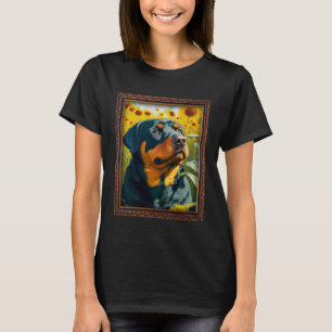Camiseta Rottweiler Pintura Flor de girasol Mamá Flo