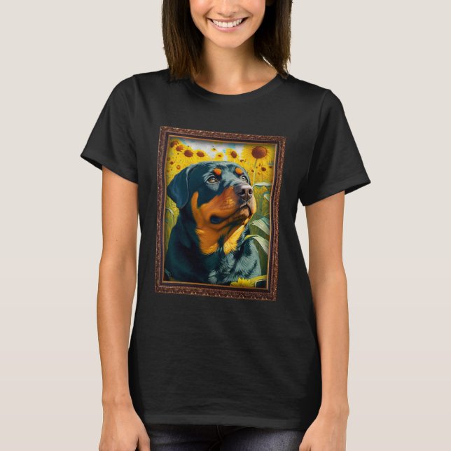 Camiseta Rottweiler Pintura Flor de girasol Mamá Flo (Anverso)