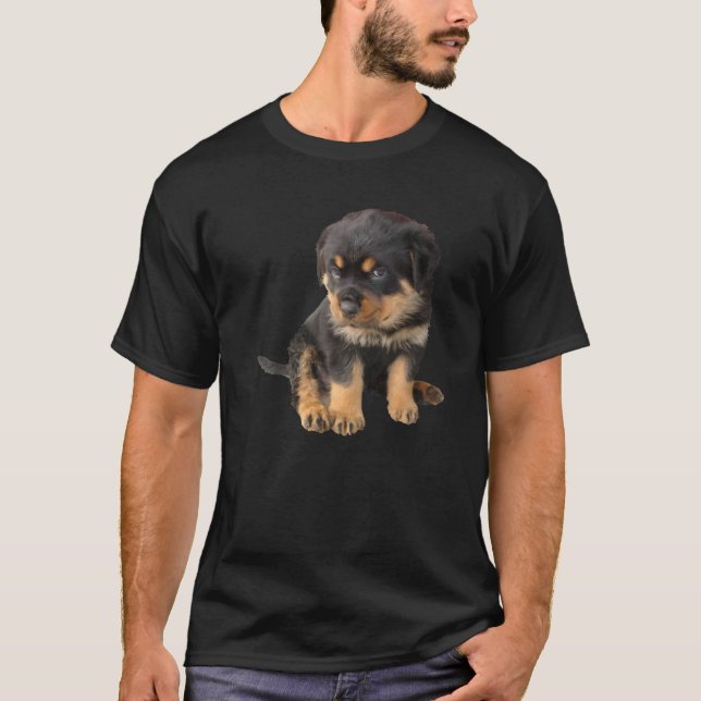 Camiseta Rottweiler Puppy Con Una Expresión Cuidadosa Corta (Anverso)