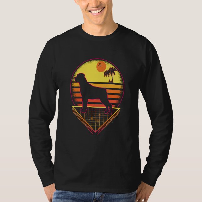 Camiseta Rottweiler Retro Sunset Vintage  Dog (Anverso)