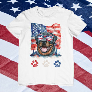 Camiseta Rottweiler Rojo Blanco Azul Americano 4 de Julio