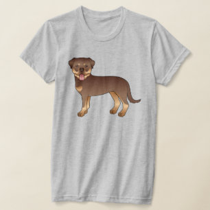 Camiseta Rottweiler Rojo y Beige Perro de Dibujos Animados 