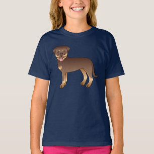Camiseta Rottweiler Rojo y Castaño Perro De Dibujos Animado