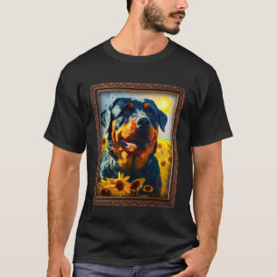 Camiseta Rottweiler Rottie Pintura Flor girasol Mamá Wo