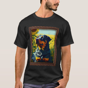 Camiseta Rottweiler Rottie Pintura Flor girasol Mamá Wo