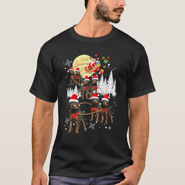 Camiseta Rottweiler Santa Merry Xmas Christmas Pajama Dog L (Anverso)
