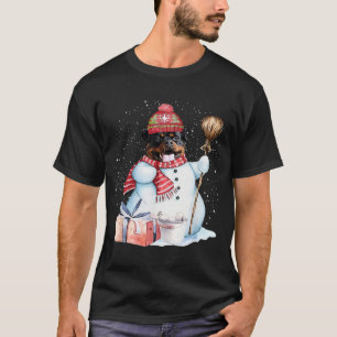 Camiseta Rottweiler Snowman Navidades de la noche de la nie