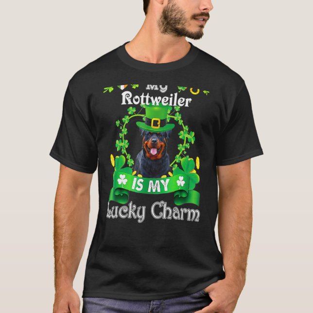 Camiseta Rottweiler St Patrick's Day Irish Funny Dog (Anverso)