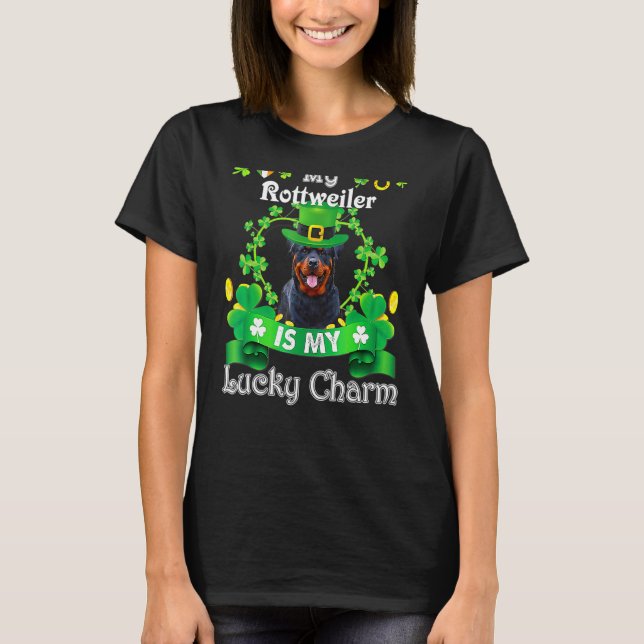Camiseta Rottweiler St Patrick's Day Irish Funny Dog (Anverso)