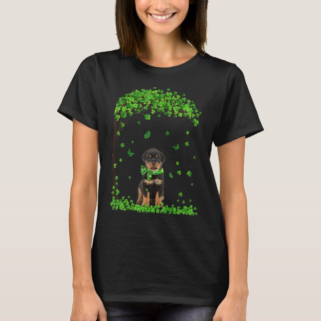 Camiseta Rottweiler St Patricks Day Lover Irish Shamrock Do (Anverso)