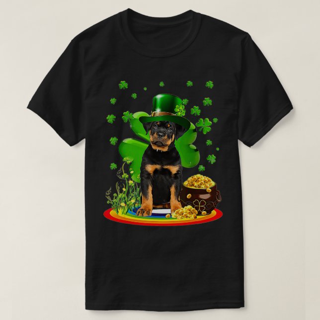 Camiseta Rottweiler St Patricks Day Lover Irish Shamrock Do (Diseño del anverso)