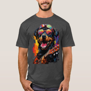 Camiseta Rottweiler Tocando Guitarra