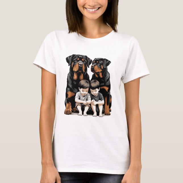 Camiseta Rottweilers, Rottweiler As Loyal Guardians Of Kids (Anverso)