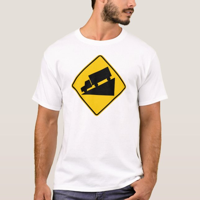 Camiseta Rótulo amonestador de la colina o de la carretera (Anverso)