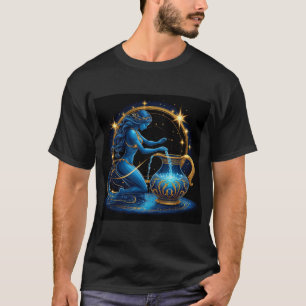 Camiseta Rótulo Aquarius Bello Ilustracion Digital