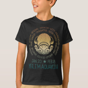 Camiseta Rótulo Aquarius Zodiac - Carácter de personalidad
