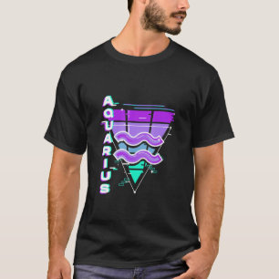 Camiseta Rótulo Aquarius Zodiac Vaporwave Estética 80s 90s