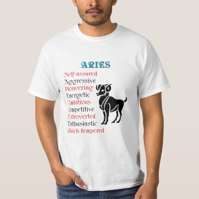 Camiseta Rótulo Aries Horoscope Zodiac (Anverso)