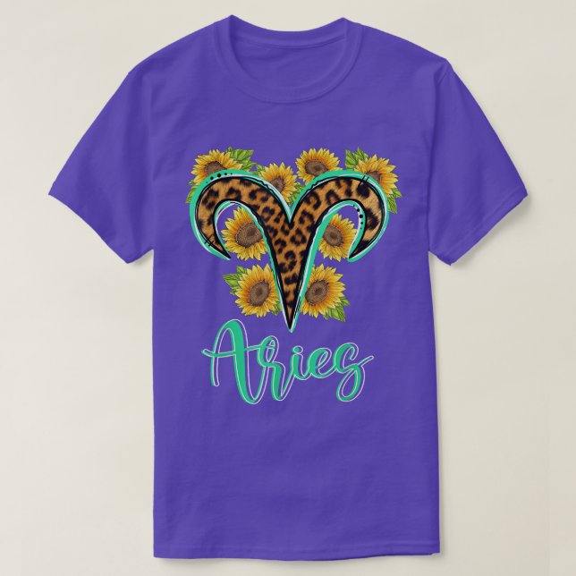 Camiseta    Rótulo Aries March Bday Leopard Zodiac  (Diseño del anverso)