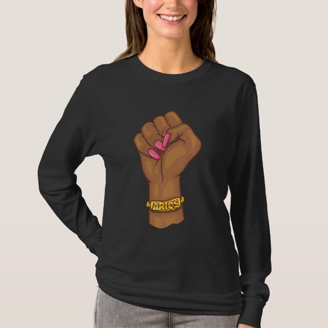 Camiseta Rótulo Aries Zodiac, feminista del poder negro (Anverso)