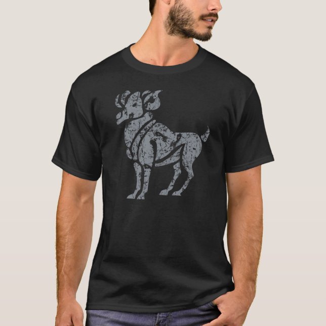 Camiseta Rótulo Aries Zodiac Grunge Marzo 21 - Abril 19 (Anverso)