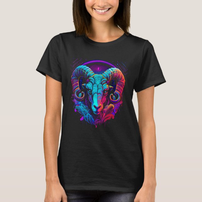 Camiseta Rótulo Aries Zodiac Ram Astrología Gráfica Guay Ho (Anverso)
