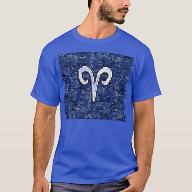 Camiseta Rótulo Aries Zodiac sobre decoración de camo digit (Anverso)