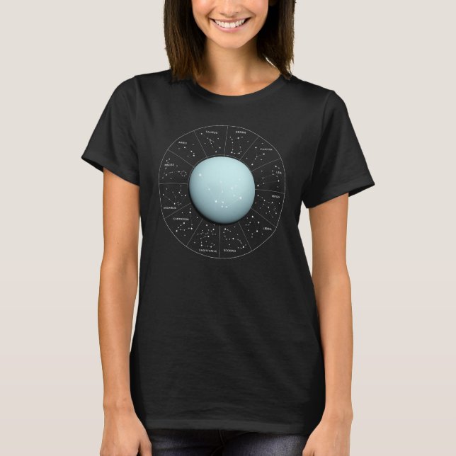 Camiseta Rótulo Astrológico Aquarius Zodiac - Planeta Urano (Anverso)